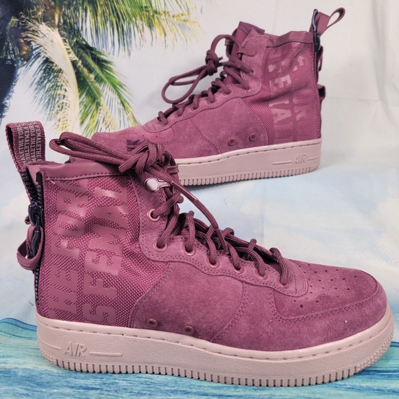 Nike SF Air Force 1 Mid Force Is Female Sneakers Shoes Women's Size 8 Wine
